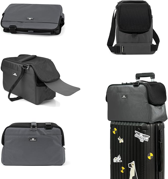 Sleepypod Atom - Airline Approved Pet Carrier and Crash-Tested Car Seat for Cats and Dogs up to 12 lbs. (Charcoal Gray)