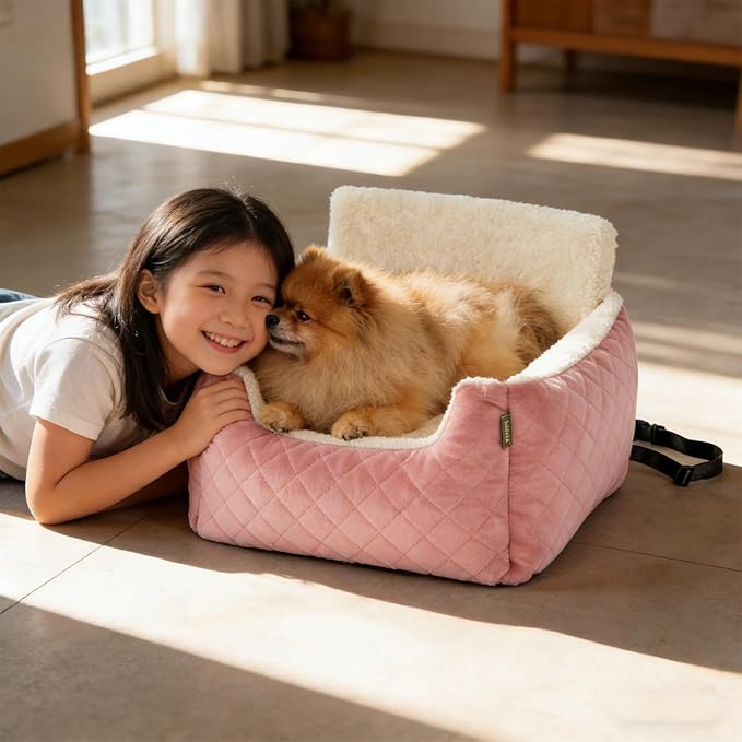 Safe Pet Car Seats Including Storage Pockets and Adjustable Strap for Secure Transport of Small to Media Breed Dogs Small Dog