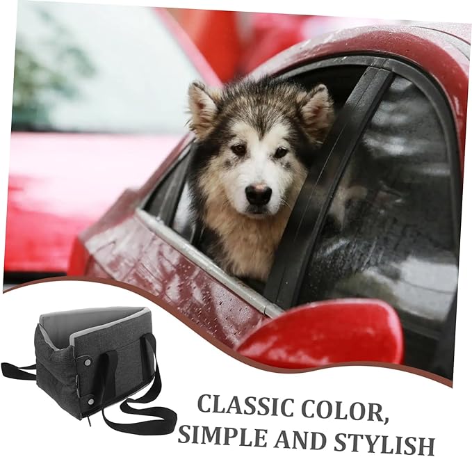 ibasenice Dog Car Seat for Pets Portable Center Console Pet Seat Non- Design for Cats Dogs Deep Gray Removable Easy to Comfortable Travel for Your Furry Friends