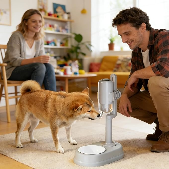 Genérico Water Dispenser for Cats – Adjustable Height Drinker – 750 ml – Non-Drip Standing Drinker for Pets – for Small Animals, Hamster, Squirrel, Hedgehog and