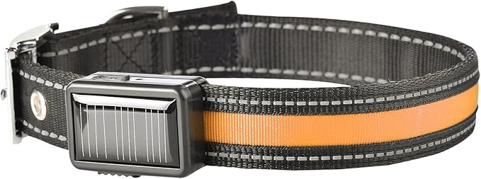 Brite Strike - LPCSU-ORANGE-LG - Solar & USB Rechargeable LED Lighted Dog Safety Collar - Make Your Dog Seen in the Dark – 2.5 Hr Run Time, Water Resistant - Large, Orange