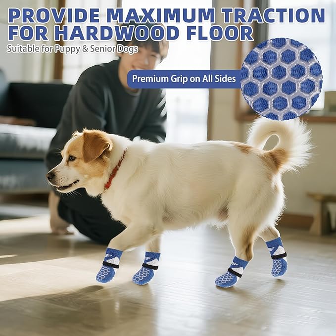 KOOLTAIL Dog Socks for Hot/Cold Pavement, Breathable & Warm Dog Socks to Prevent Licking Paws, Non Slip Pet Boots & Paw Protectors for Hardwood Floor,Grippy Shoes for Small Medium Large Senior Dogs