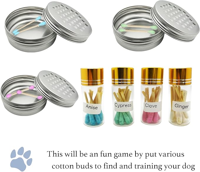 Dog Scent Work Tins Training Kit Nose Work Containers Magnetic Dots Scent Work for Dogs Training Smell Aluminum Cans (6 tins+4 Scent Work kit)