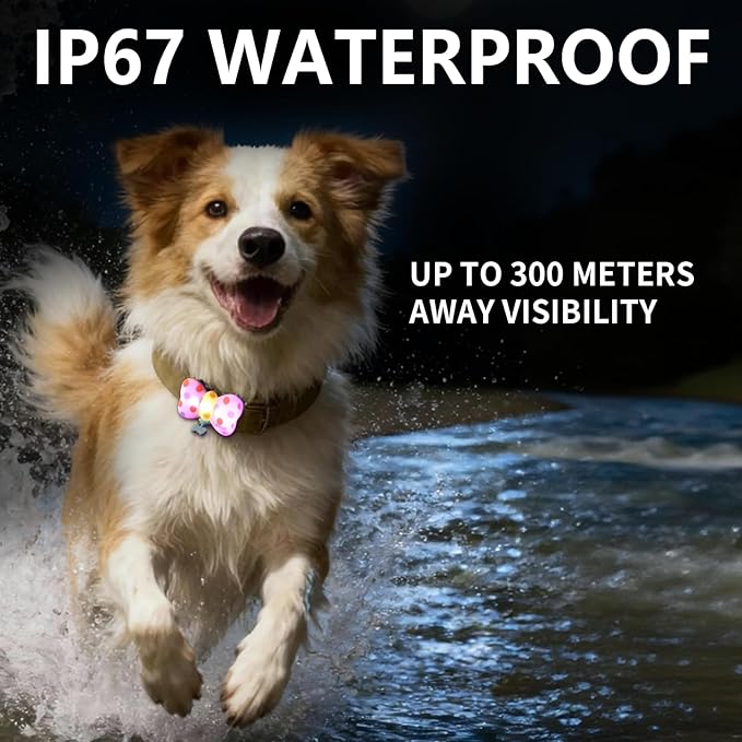 LaRoo Dog Collar Lights for Night Walking,USB-C Rechargeable Dog Lights，Only 12g for Small Dogs, 3 Modes Colored Lights,Waterproof LED Collar Charm for Nighttime Running,Pet Camping Essentials(Yellow)