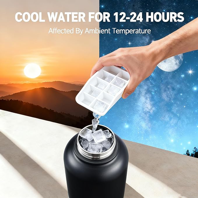 Insulated Dog Water Bottle with 2 Bowls, 32oz Travel Stainless Steel Double Wall Thermos, Portable Pet Dispenser, Gifts for Puppy Small Dogs Walking Hiking and Camping
