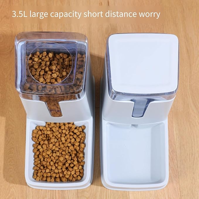 ZeYuan Pet Double Bowl Automatic Feeder Water Dispenser Dog Bowl Cat Bowl Pet Supplies Feeding Water Dispenser 3.5L Large Capacity adopts Natural Gravity Water Supply System