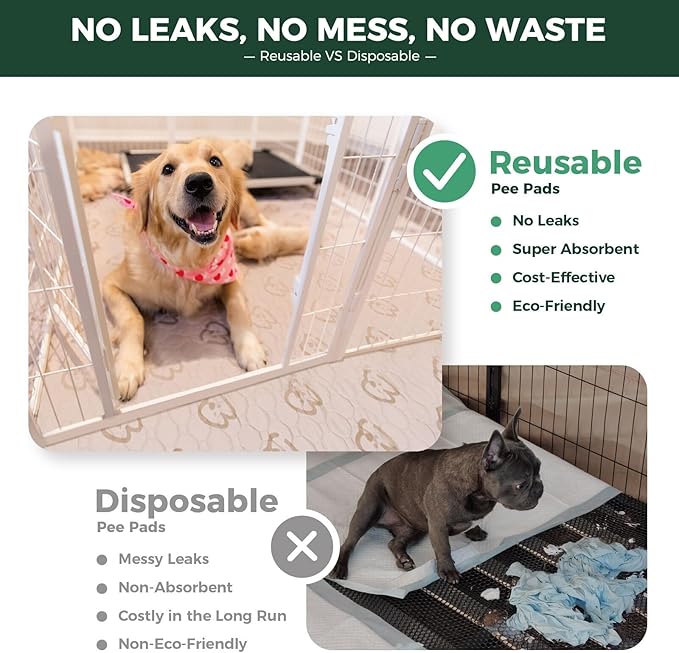 FXW Washable Pee Pads for Dogs, Puppy Pads with Super Absorbent, Specifically Designed for FXW Rollick/Homeplus 24inch 8 Panels Dog Playpen, 63" Square, Khaki, 2 Packs