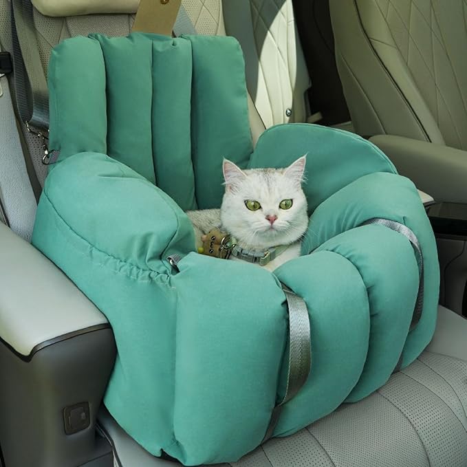 Small Dog Car Seat, Easy to Clean Closed Design Warm Dog Booster Seat Blanket with Portable Handle for Cats Dogs (Green)