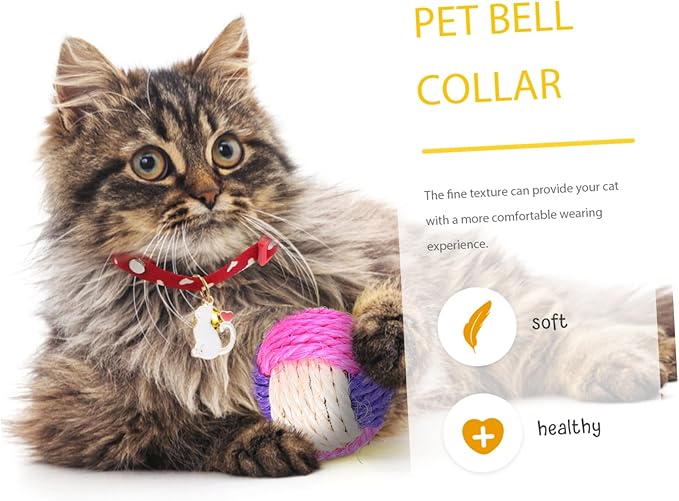Yardwe 5Pcs Adjustable Pet Collars with Buckle and Bell Candy Style Safe for Dogs and Cats Easy Release Elastic Strap for Everyday Use