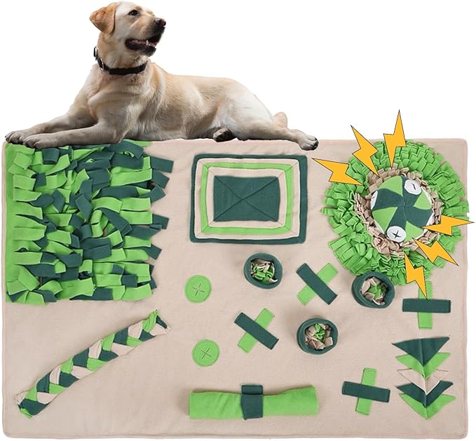 Snuffle Mat for Dogs, Dog Snuffle Mat, Dog Stimulation Toys, Large Snuffle Mats for All Breeds,43"x28.3",Sniff Mat for Cats, Feeding Mats,Digging Toys for Dogs, Puppy Foraging Mat (Green)