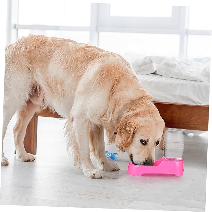 YARNOW Pink Pet Water Feeder Bowl for Dogs and Puppies Automatic Dispenser with Stable Non Spill Design Safe High Density Material for Home and Pet Shop Use