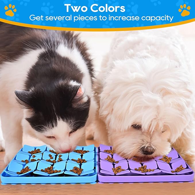 Silicone Snuffle Mat for Dogs, Slow Feeder Lick Mat with Suction Cups, Dog Puzzle Feeder Toys for Smell Training & Slow Eating (Blue)
