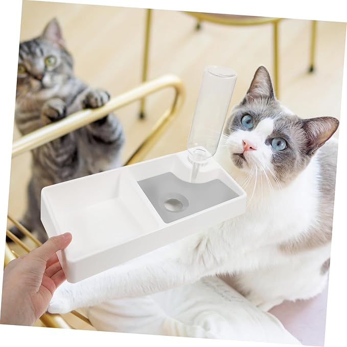 Cat and Dog Bowl Automatic Water Feeder No-Spill Design Dual Pet Feeding and Drinking Dispenser