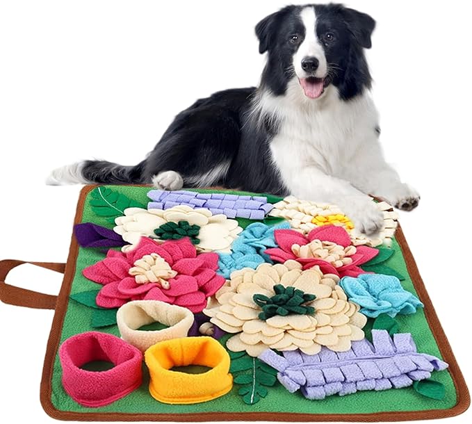 Snuffle Mat for Dogs - Folding Foraging Dispenser Base, Puppy Snuffle Mat, Soft Fabric Material, Interactive Nose Work Toy, for Training Feeding Licking Sniffing Digging Exercise Indoor Enrichment