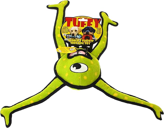 TUFFY® - World's Tuffest Soft Dog Toy - Alien - Multiple Layers. Made Durable, Strong & Tough. Interactive Play (Tug, Toss & Fetch). Machine Washable & Floats. (Green Legs, Large 2 Pack)