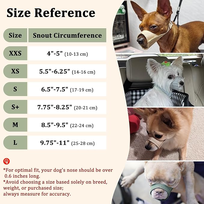 Mayerzon Short Snout Dog Muzzle, Small Muzzle for Chihuahua Shih Tzu American Bully Boxer Puppy, Soft Fabric Mouth Cover for Grooming Vet Visits, Prevent Biting Chewing Fighting