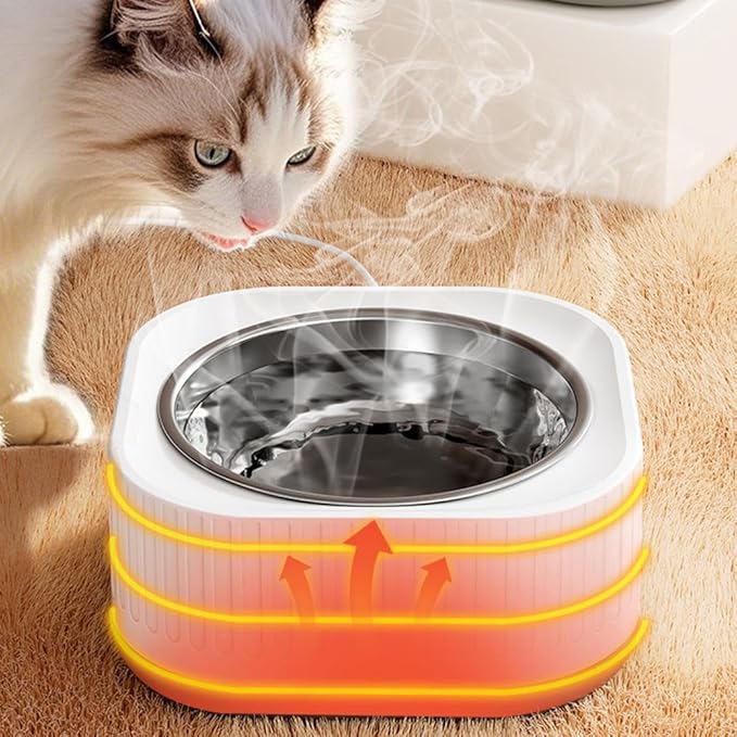 Automatic Winter Outdoor Heated Pet Water Bowl - Stainless Steel Thermostatic Warming Dish for Dogs, Cats & Chickens - Anti-Chew Cord Thermostatic Bowl for Small Animal (1PCS B)