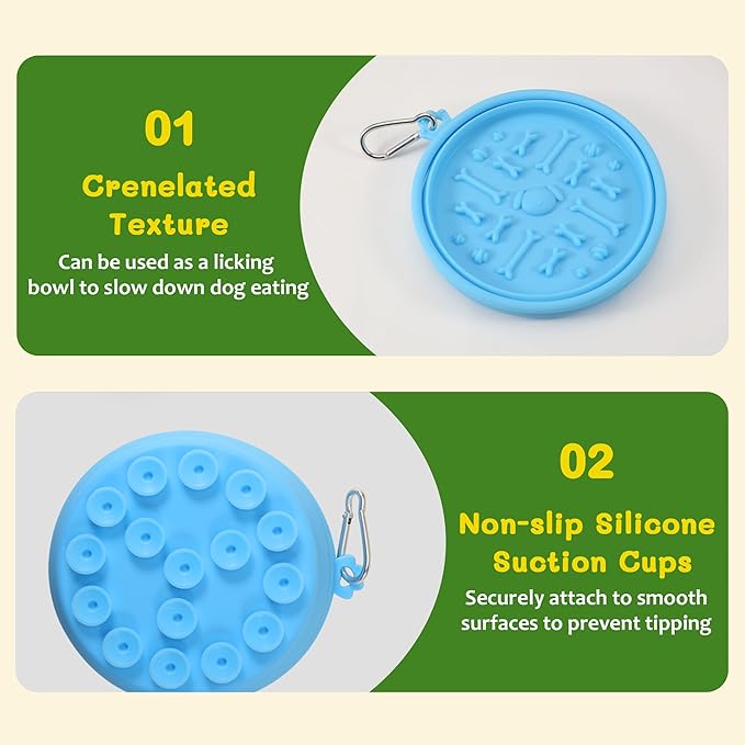 Collapsible Dog Bowl for Travel Outdoor Portable Silicone Pet Bowl with Carabiner Clip