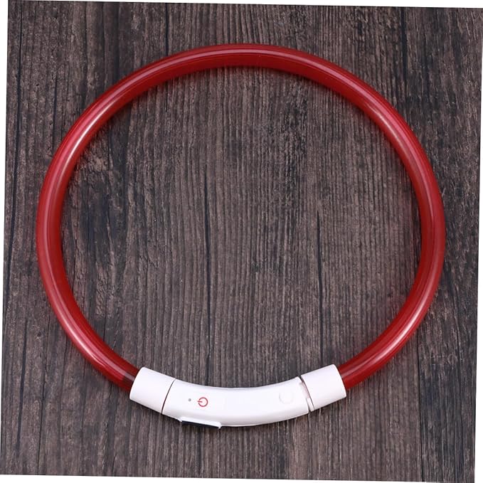 POPETPOP LED Dog Collar Rechargeable Pet Collar for Night Safety Red Saving Design for