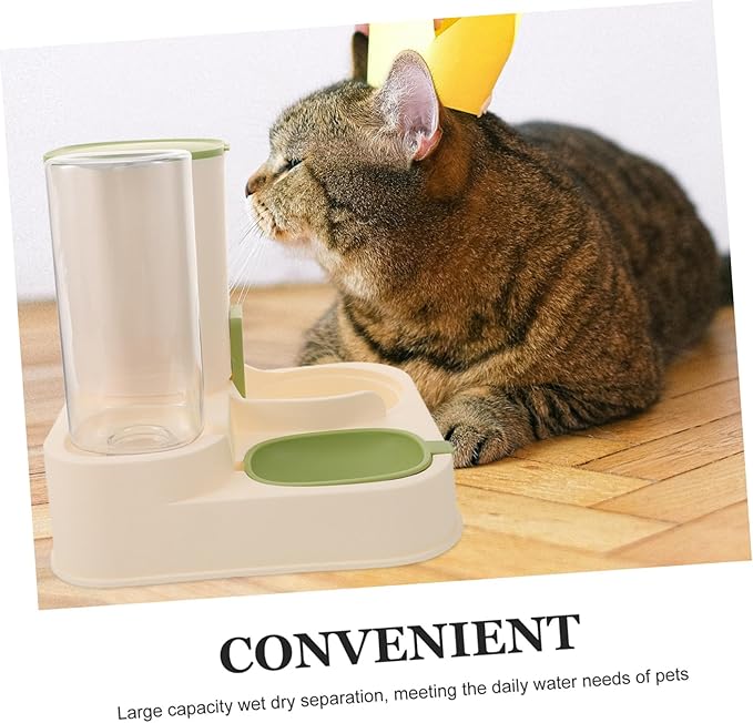 YARNOW Automatic Pet Water Dispenser Dog Cat Feeder Detachable Water Dispenser Large Capacity Fresh Dry and Wet Food Separation Easy Cleaning Sturdy Pp Material