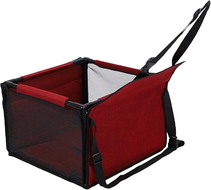 Dog Car Seat, Water Proof Foldable Portable Pet Travel Seat with Large Capacity and Premium Oxford PVC Material, for Medium Large Dogs (Red)
