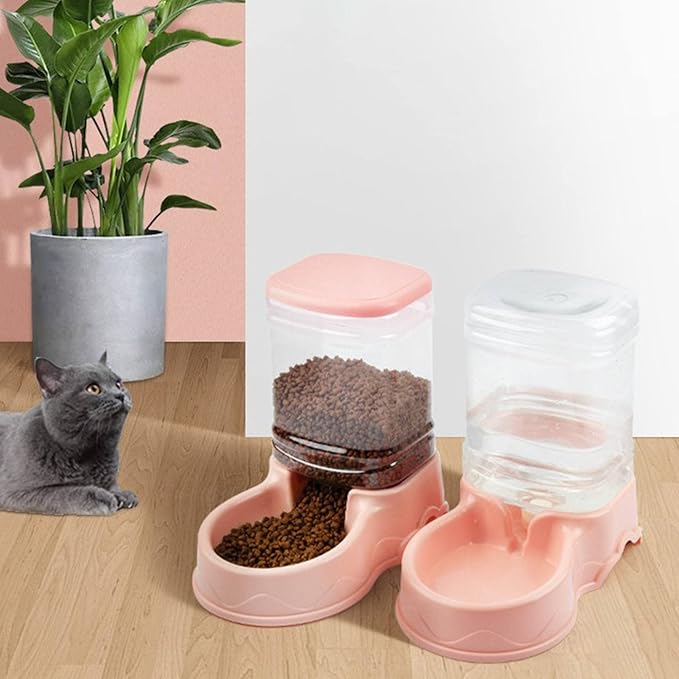 Automatic Pet Feeder Water Dispenser Combo Food Bowl for Small Medium Large Dogs Cats 3.5L Capacity
