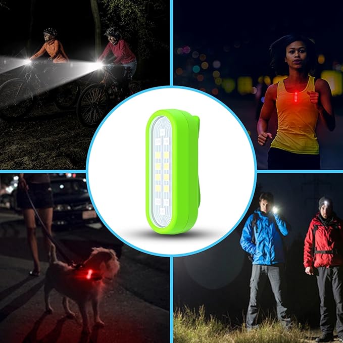 Running Lights for Runners, Rechargeable Walking Light for Night Walking, Portable Hands Free Flashlight for Walkings Dog, Safety Lights for Walkings at Night, Clip Light Flashing Camping(1Pcs Green)