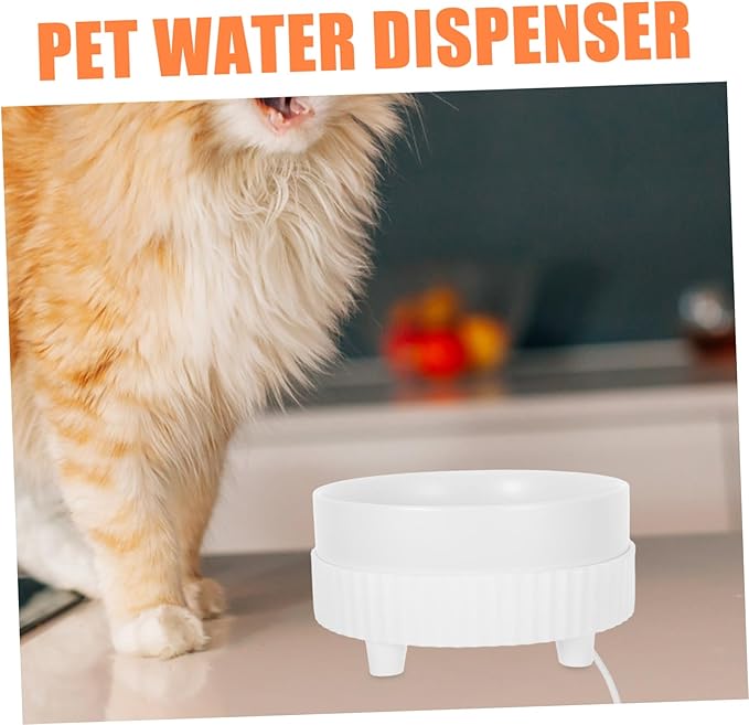 MERRYHAPY Heated Pet Water Bowl for Cats and Dogs Automatic Temperature Control Design Capacity Ceramic Dish for Winter Hydration USB Powered Pet Hydration