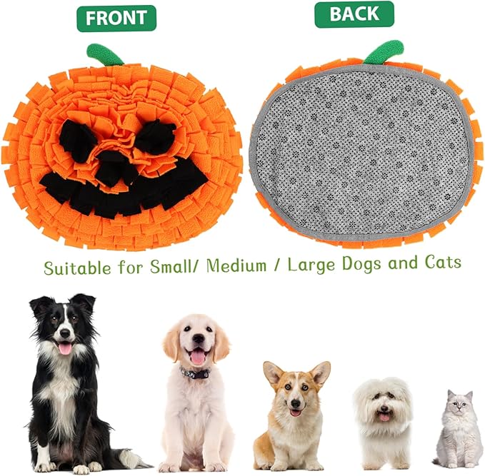 Pumpkin Snuffle Mat for Dogs Interactive Dog Puzzle Mat for Mental Slow Feeding Toy Bright Foraging Skills for All Breeds