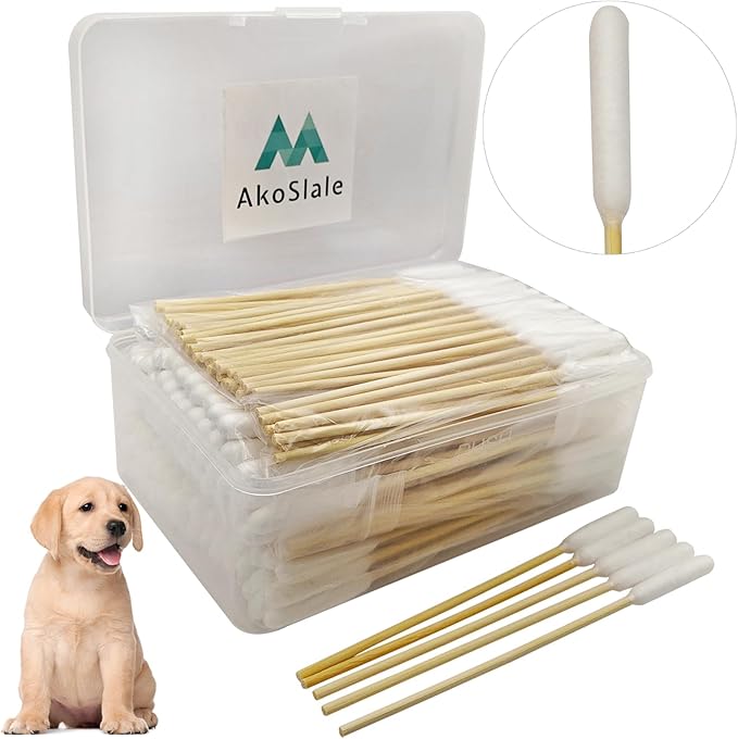 Dog Ear Swabs 200 Count - 6 Inch Large Bamboo Cotton Swabs for Ear Cleaning, Tear Stain & Nose Fold Care | Soft Lint-Free Tips, Sturdy Applicators | Medium to Large Dog Grooming Supplies