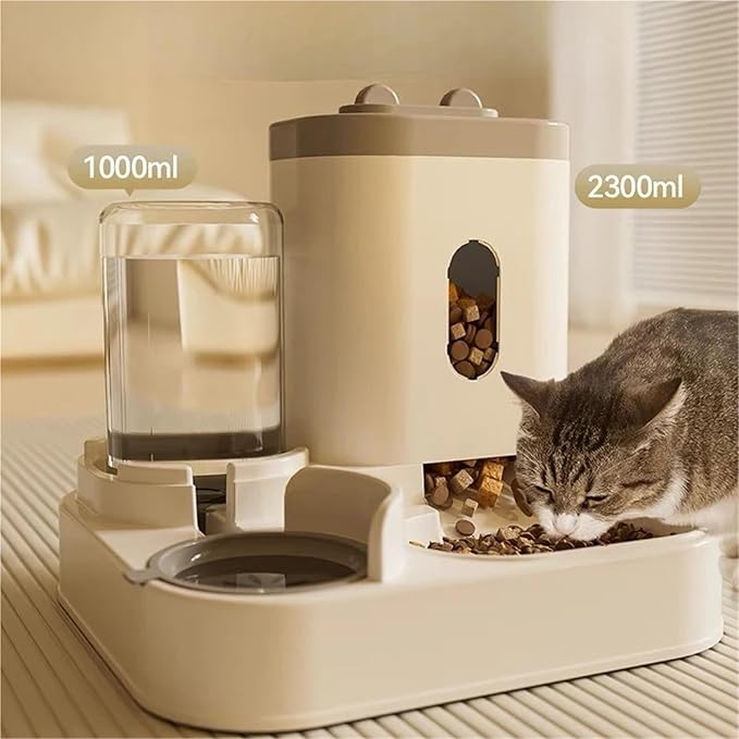 2-in-1 Gravity Pet Feeder & Water Dispenser, Automatic Food Water Bowl for Cats Small Dogs(Small)