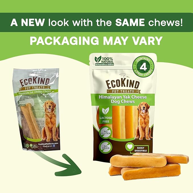 EcoKind Pet Treats Gold Himalayan Yak Cheese Medium Dog Chew | Great Treats for Dogs, Indoors & Outdoor Use - 3 Medium Chews