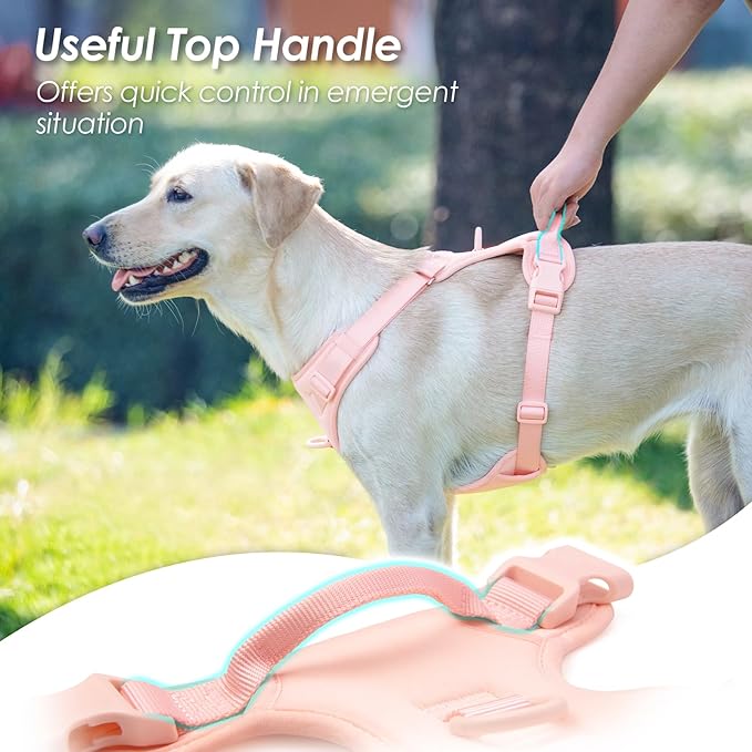 No Pull Dog Harness, Puppy Vest with Front Clip for Small Medium Large Sized Dog(Light Pink,XL)