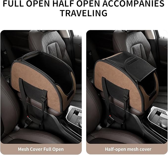 Pet Travel Seat - Dog Console Cradle, Cat Carrier Bag, Small Puppy Travel Seat | Breathable Booster with Buckle Strap for Vehicles, Ideal for Ride Sharing, Driving, Commute, Journeys, Weekend Trips