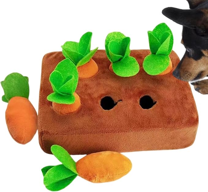 Plush Carrot Toy For Dogs | Carrot Toy For Puppy Sniffing | Interactive Puzzle Game For Puppies, For Training Exercise Enrichment Indoor Outdoor