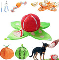 Orange Hide and Seek Plush Dog Toy, Interactive Squeaky Puzzle Toy with Hidden Pockets & Crinkle Paper, Watermelon Snuffle Mat for Small Medium Dogs Boredom Nosework (Watermelon)