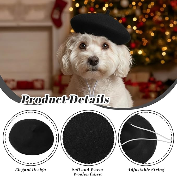 Dog Beret Dog Cat Hats, Funny Artist Dogs Hat, French Mushroom Artist Fedora Hat Pet Headwear Decor Christmas Costume Hair Accessory Photo Props
