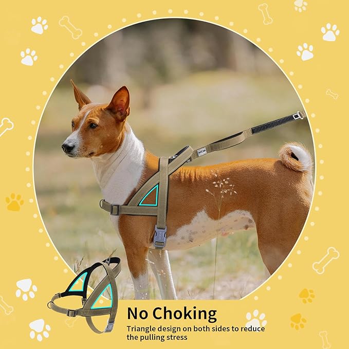 No Pull Dog Harness, Reflective Puppy Harness with Soft Padded Handle, Escape Proof/Quick Fit Adjustable Pet Harness for Small Medium Large Dogs, Easy for Training Walking (Yellow, S)
