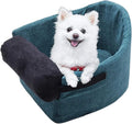 Dog Car Seat for Small Dogs Or Cats,Puppy Booster Seat Dog Travel Car Carrier Bed on The Armrest,Washable Pet Bed with Clip-On Safety Leash, Dog Car Safety Seats