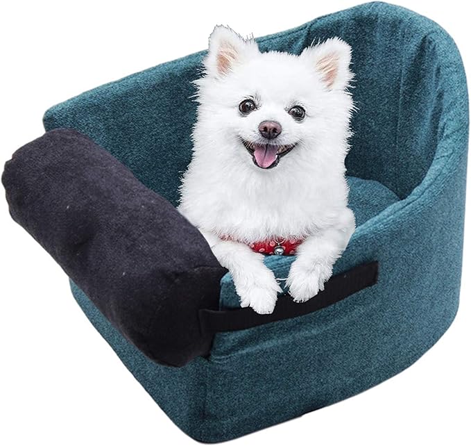 Dog Car Seat for Small Dogs Or Cats,Puppy Booster Seat Dog Travel Car Carrier Bed on The Armrest,Washable Pet Bed with Clip-On Safety Leash, Dog Car Safety Seats