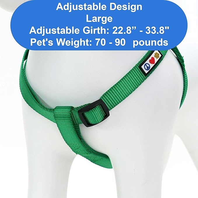Pawtitas Solid Step-in Dog Harness – Adjustable No-Pull Vest for Puppies to Seniors, Safe & Comfortable L Lush Green