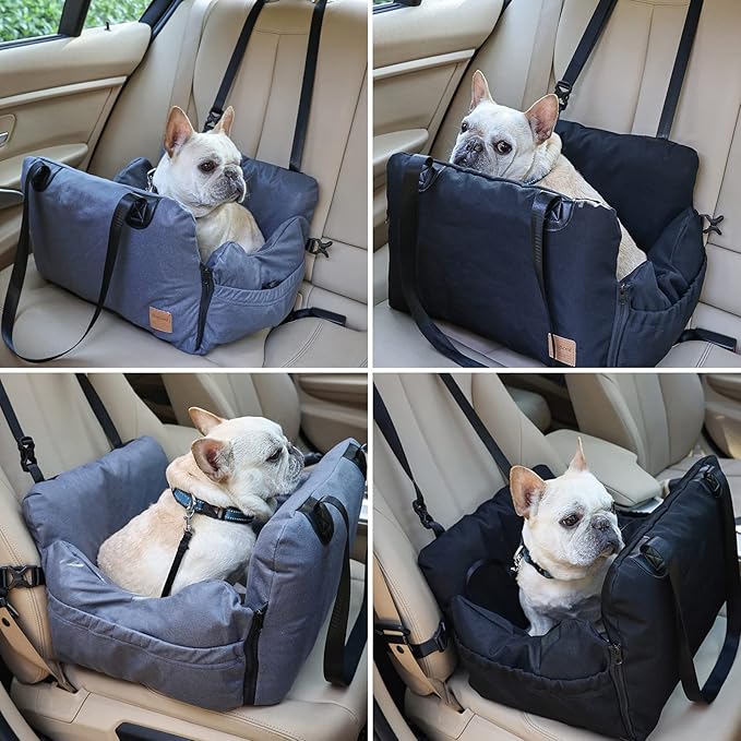 Inflatable Dog Car Seat for Small Dogs,Ultralight Dog Bed for Car Front Seat with Pump,Waterproof Pet Booster Seat for Small Medium Cats Dogs Pets Black U