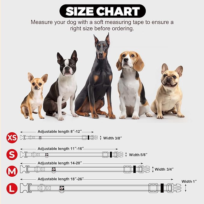 azuza 3 Pack Fruit Design Dog Collars Comfortable and Adjustable Nylon Dog Collars for Small Dogs, S (11-16inch)，Strawberry，Lemon and Cherry