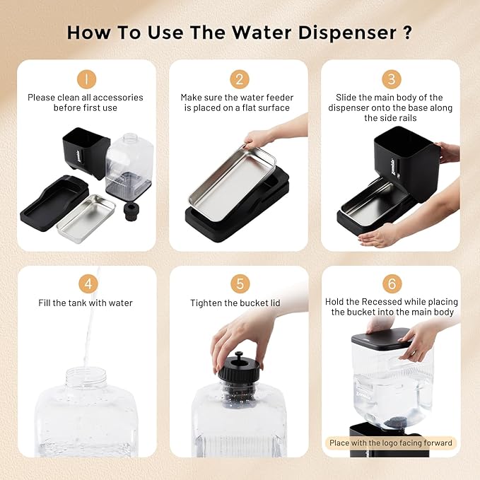 8L Dog Water Bowl Dispenser & Maifan Stone Filter Replacement 3Pcs