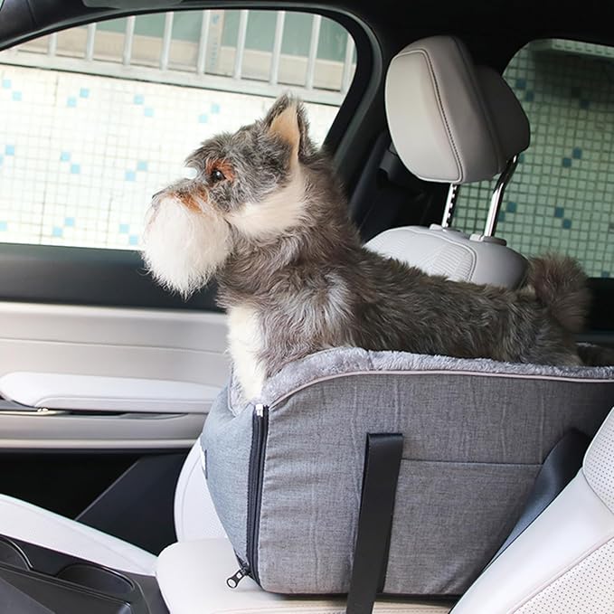 Dog Car Seat for Small Dogs Pet Car Booster Seat Detachable and Washable Dog Booster Seat for 15 Lbs Dogs and Cats Car Seat Center Console Fits Car Home Travel