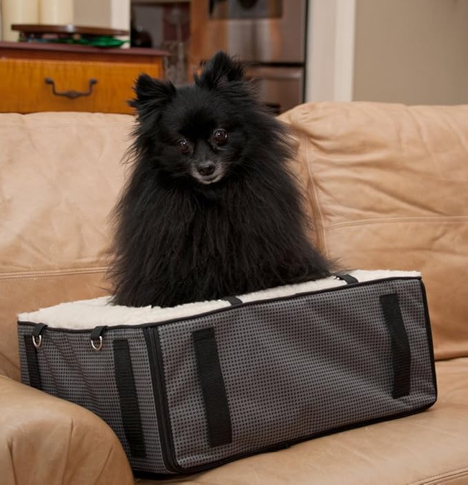 Pet Gear Dog/Cat Convertible Booster Seat and Pet Bed, Removable Washable Cover, Safety Tethers Included, Installs in Seconds, No Tools Required, slate, medium (PG1118DSL)