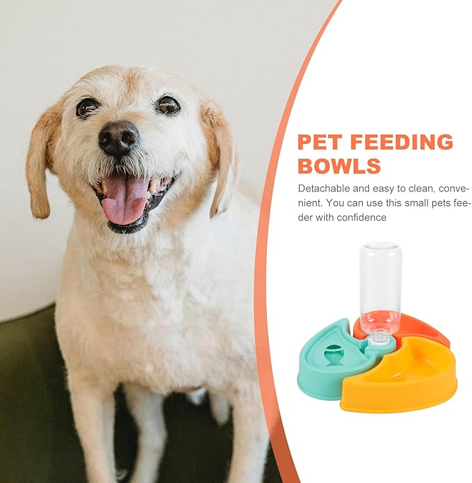 Pet Feeder Station Wet and Dry Food Bowl with Water Dispenser, Anti-tip Small Dog and Cat Feeding Bowls Set for Indoor Use