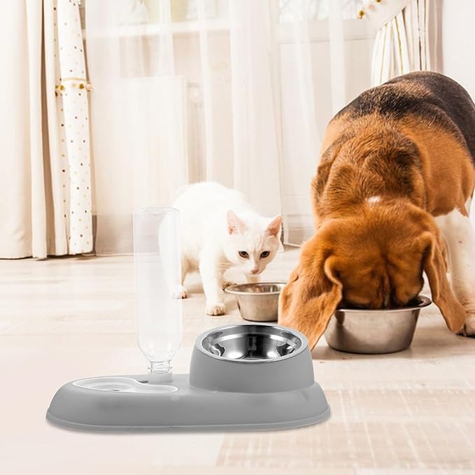 SUPVOX Automatic Cat Water Dispenser and Food Feeder Pet Water Bowl for Dogs and Cats Minimalist Design Suitable for Home and