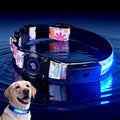 LED AirTag Dog Collar - Brightest Light Up Dog Collars - IP68 Waterproof Air Tag Dog Collar Holder - 1,600 Feet of High Visibility - Magnetic Charging - Dog Lights for Night Walking (Flower, XL)