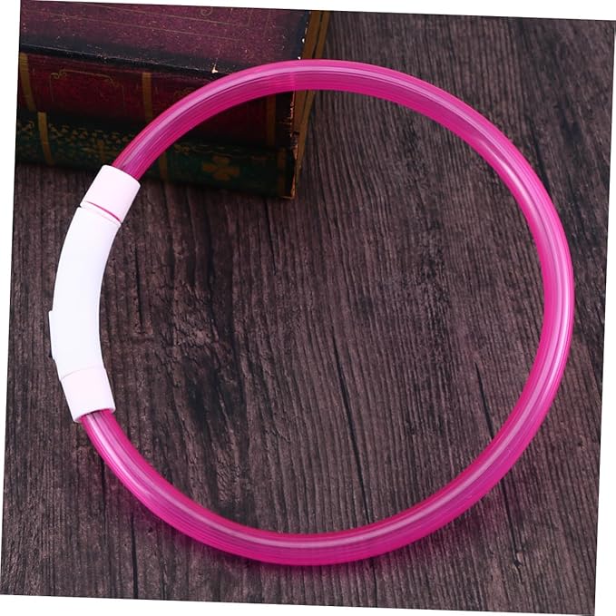 BESPORTBLE Dog Collar Rechargeable Neon Led Collar for Pets 3 Light Modes Charging Pink